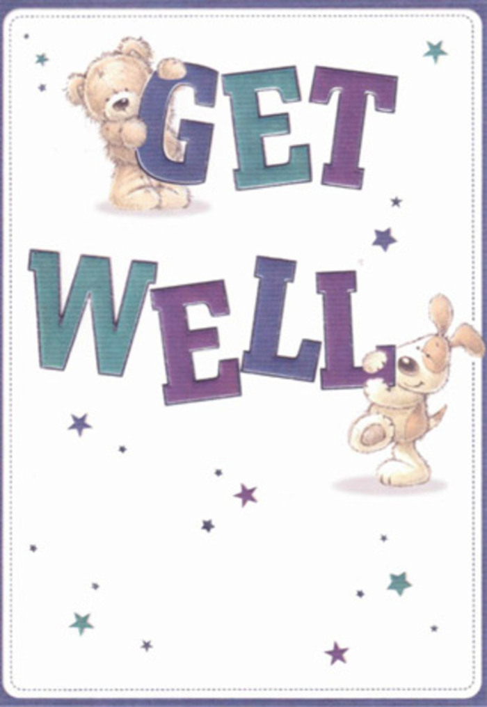 Woven with the comforting spirit of Canning Town Florist, this illustrated get well card is a heartfelt celebration of care and recovery. Two playful figures-a soft, plush bear and an exuberant puppy-anchor the scene, their gentle forms brimming with optimism and warmth. Bursts of stars in purples, teals, and indigos seem to dance around them, scattering the air with little wishes like the blossoms of a thoughtfully arranged bouquet. The confident, large lettering-richly shaded in hues reminiscent of the Thames at dusk-proclaims 'Get Well' with uplifting clarity, reminiscent of welcoming shopfronts on local streets. The bear's fluffy fur and the puppy's floppy ears are depicted with such textural finesse, you can all but feel their embrace soothing away troubles, much as a fresh bouquet would. The lightness and spaciousness of the illustration, set against a pure cream background, brings forth a sense of airy calm, ideal for lifting spirits in Canning Town. This card, like every arrangement made here, is a blend of innocence, care, and kindly encouragement-crafted to help anyone on their journey back to health.